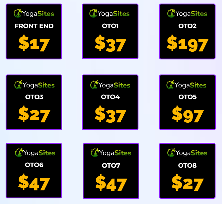 YogaSites OTO y precios